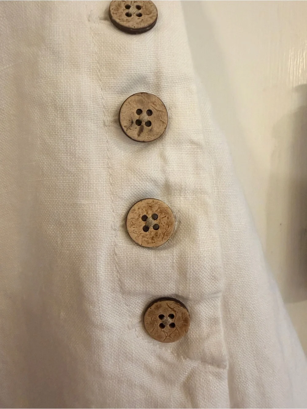 J.Jill Love Linen White Wide Leg Crop Pants Nautical Button L Petite - Picture 6 of 10